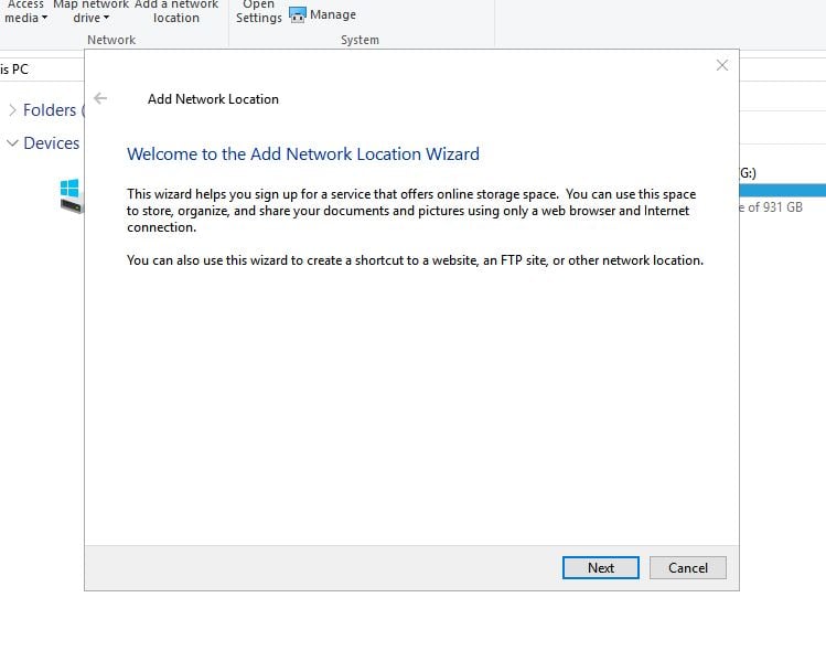 add google drive as a network location